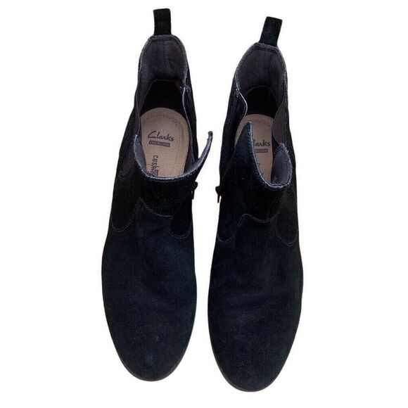 Clarks Womens Sz 11M Black Suede Zip Buckle Ankle Fashion Boots Bootie - Picture 5 of 10